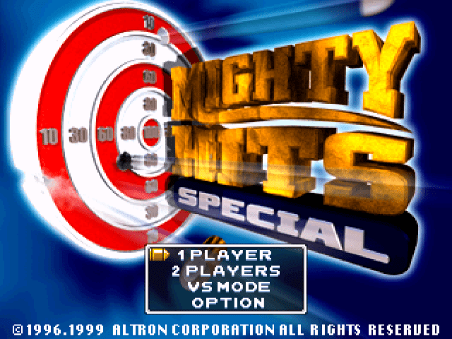 Mighty Hits title screen for Playstation